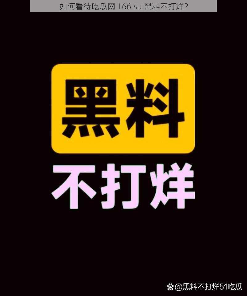 如何看待吃瓜网 166.su 黑料不打烊？