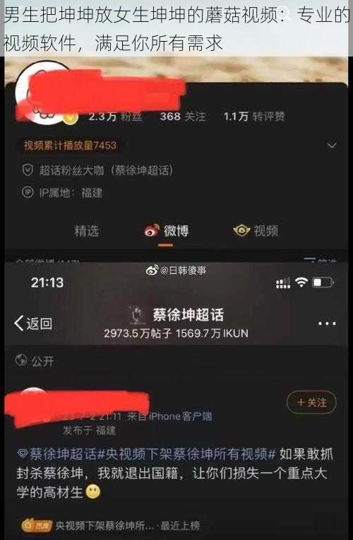 男生把坤坤放女生坤坤的蘑菇视频：专业的视频软件，满足你所有需求