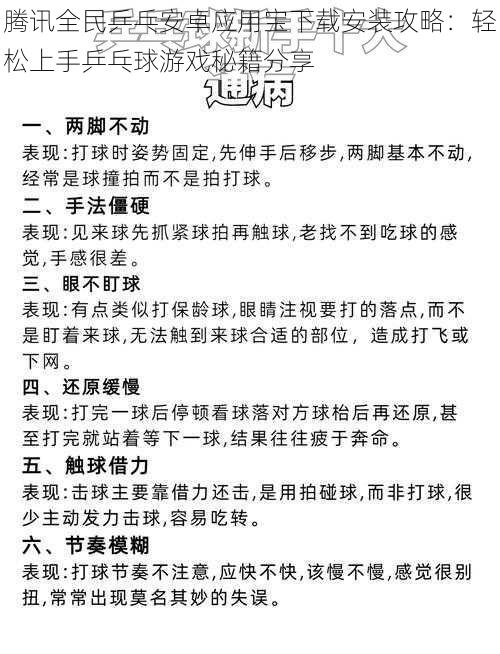 腾讯全民乒乓安卓应用宝下载安装攻略：轻松上手乒乓球游戏秘籍分享