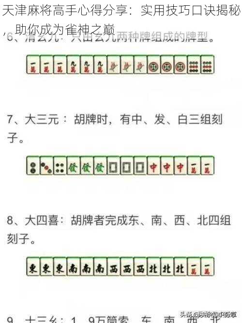 天津麻将高手心得分享：实用技巧口诀揭秘，助你成为雀神之巅